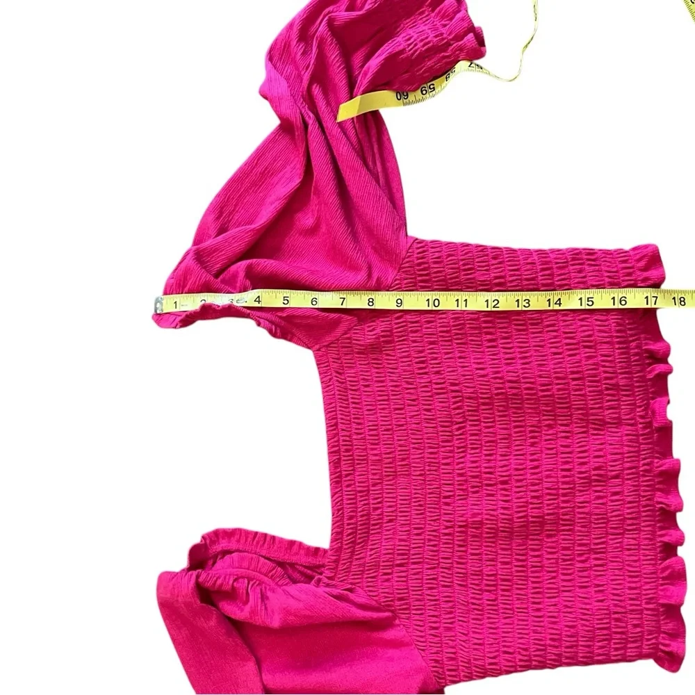 FREE PEOPLE Brenyce Smocked Top Pink Cropped